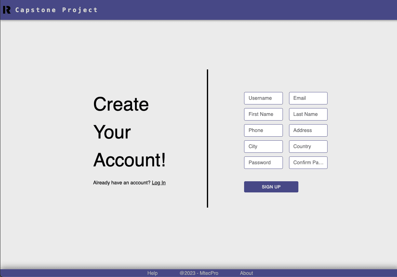 Regestarion App website image